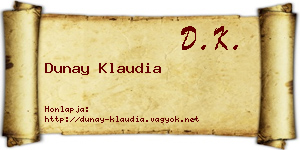 Dunay Klaudia névjegykártya